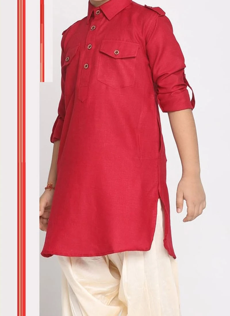 Maroon Cotton Blend Solid Stitched Kurta Pyjama Party Wear 1 Maroon Cotton Blend Solid Stitched Kurta Pyjama Party Wear