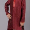 Maroon Cotton Kids Kurta Pyjama Festive Wear