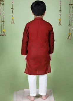 Maroon Cotton Solid Stitched Kurta Pyjama Festive Wear -C Bazaar Shop maroon cotton solid stitched kurta pyjama kdbntcs49 b
