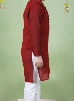 Maroon Cotton Solid Stitched Kurta Pyjama Festive Wear