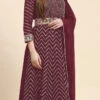 Maroon Faux Georgette Embroidered Anarkali Suit Party Wear