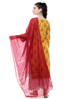 Maroon Kota Cotton Dupatta Festive Wear -C Bazaar Shop maroon kota cotton dupatta dpdmfmfd010 b