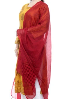 Maroon Kota Cotton Dupatta Festive Wear