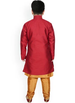 Maroon N Gold Dupion Silk Boys Kurta Pyjama Festive Wear -C Bazaar Shop maroon n gold dupion silk boys kurta pyjama kbddmf5880 b