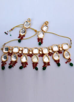 Maroon N Green Necklace Set Party Wear -C Bazaar Shop maroon n green necklace set jysmni1055 b