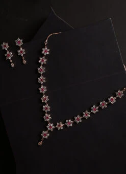 Maroon N White Stones Necklace Set Party Wear -C Bazaar Shop maroon n white stones necklace set jynsjsc7501ad b