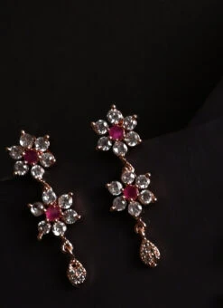 Maroon N White Stones Necklace Set Party Wear