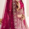 Pink Net Embroidered With Stones Umbrella Lehenga Party Wear