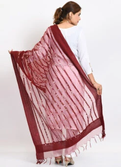 Maroon Organza Cotton Mirror Embroidery Dupatta Work Wear -C Bazaar Shop maroon organza cotton mirror embroidery dupatta dpdmimfd131 b