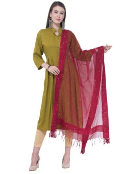 Maroon Organza Cotton Stones Work Dupatta Festive Wear -C Bazaar Shop maroon organza cotton stones work dupatta dpdmfmfd043 u