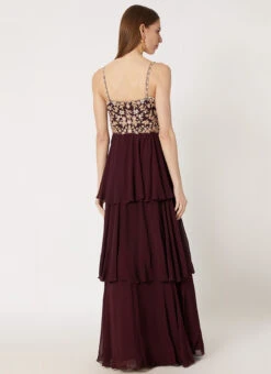 Maroon Pure Georgette Sequins Embroidery Anarkali Suit Party Wear -C Bazaar Shop maroon pure georgette sequins embroidery anarkali suit sldvcsvak183 b