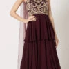 Maroon Pure Georgette Sequins Embroidery Anarkali Suit Party Wear