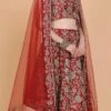 Maroon Raw Silk Resham N Stones Work Umbrella Lehenga Choli With Dupatta Wedding Wear