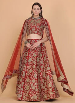 Maroon Raw Silk Resham N Stones Work Umbrella Lehenga Choli With Dupatta Wedding Wear -C Bazaar Shop maroon raw silk resham n stones work umbrella lehenga choli with dupatta ghmcbl218 u