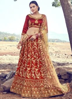 Maroon Satin Silk Embroidered A Line Lehenga Party Wear -C Bazaar Shop maroon satin silk embroidered a line lehenga ghssitmtv39606 u