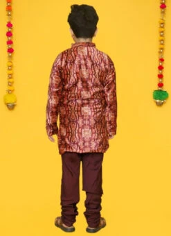 Maroon Velvet Printed Kids Boys Classic Sherwani Party Wear -C Bazaar Shop maroon velvet printed kids boys classic sherwani kdbfnfcb054 b