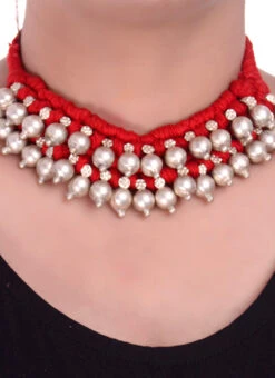 Marron Thread Oxidised Choker After Six Wear