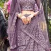 Mauve Net Sequins A Line Lehenga Party Wear