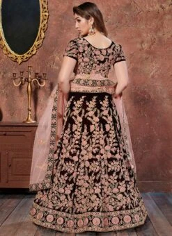 Mauve Velvet A Line Lehenga Wedding Wear 7 Mauve Velvet A Line Lehenga Wedding Wear -C Bazaar Shop mauve velvet a line lehenga ghsprq3761 b