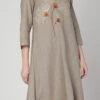 Mice Brown Linen Kurta Straight Pant Set Work Wear