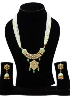 Mint Green Necklace Set Party Wear -C Bazaar Shop mint green necklace set jyddrj11155h b