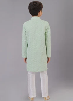 Mint Green Silk Embroidery Kurta Pyjama Party Wear -C Bazaar Shop mint green silk embroidery kurta pyjama kdbkvs839 b