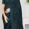 Morpeach Blue Color Resham Embroidery Work Georgette Saree Party Wear