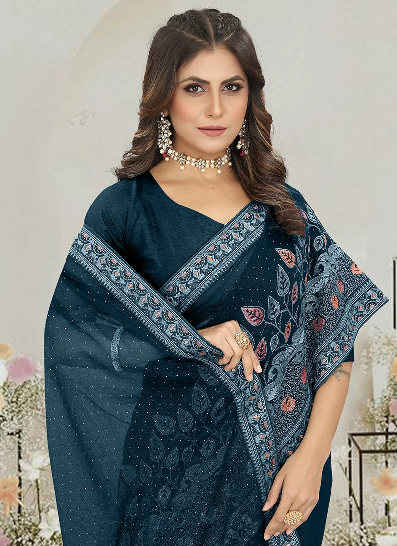 Morpeach Faux Chiffon Zari Saree Festive Wear 4 Morpeach Faux Chiffon Zari Saree Festive Wear - Image 4