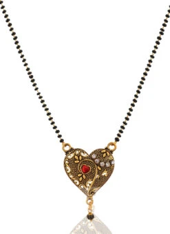 Multicolor Antique Gold Plated Heart Shape Mangalsutra Wedding Wear