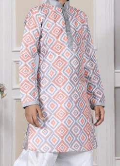 Multicolor Art Silk Printed Kurta Pyjama Party Wear