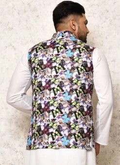 Multicolor Art Silk Printed Nehru Jacket -C Bazaar Shop multicolor art silk printed nehru jacket jmkkvfvls334 b