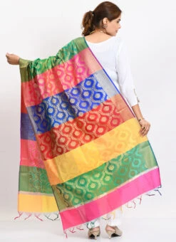 Multicolor Banarasi Silk Weaving Dupatta Work Wear -C Bazaar Shop multicolor banarasi silk weaving dupatta dpdmimfd100 b
