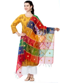 Multicolor Chanderi Cotton Gota Patti Work Dupatta Festive Wear 6 Multicolor Chanderi Cotton Gota Patti Work Dupatta Festive Wear -C Bazaar Shop multicolor chanderi cotton gota patti work dupatta dpdmfmfd005 u