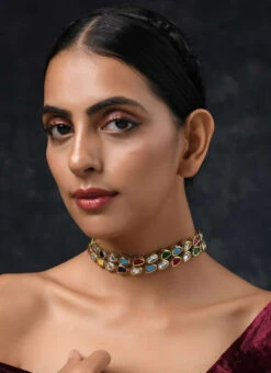Multicolor Designer Choker Set Party Wear -C Bazaar Shop multicolor designer choker set jydmf1894 b