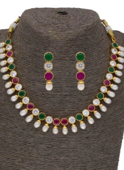 Multicolor Designer Necklace Set Party Wear -C Bazaar Shop multicolor designer necklace set jyhjpau21202 b