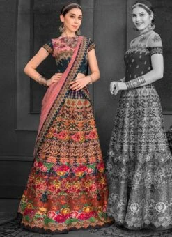 Multicolor Digital Printed A Line Lehenga Party Wear 6 Multicolor Digital Printed A Line Lehenga Party Wear -C Bazaar Shop multicolor digital printed a line lehenga ghsjssb801b u