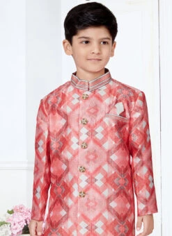 Multicolor Jacquard Silk Printed Indowestern Sherwani Party Wear -C Bazaar Shop multicolor jacquard silk printed indowestern sherwani kdbmsgr516 b