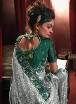 Multicolor Net Embroidered Saree Party Wear 7 Multicolor Net Embroidered Saree Party Wear -C Bazaar Shop multicolor net embroidered saree saska37556807 b