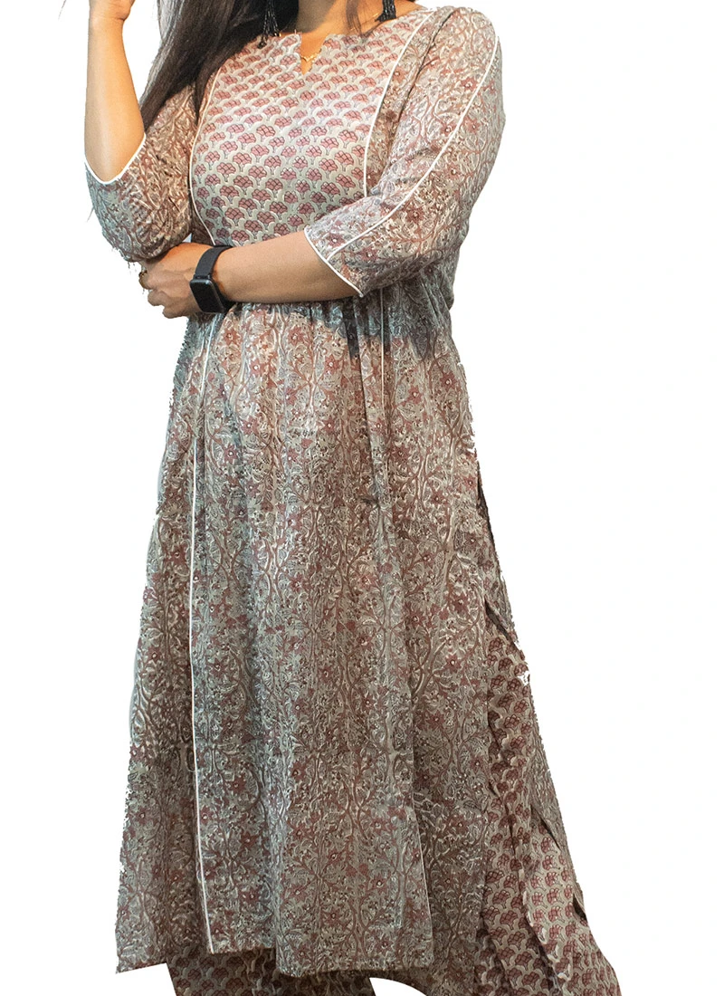Multicolor Printed Mul Cotton Kurta Set Festive Wear 1 Multicolor Printed Mul Cotton Kurta Set Festive Wear