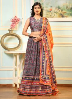 Multicolor Satin Silk N Orange Dupatta Digital Printed Work A Line Lehenga Festive Wear 6 Multicolor Satin Silk N Orange Dupatta Digital Printed Work A Line Lehenga Festive Wear -C Bazaar Shop multicolor satin silk n orange dupatta digital printed work a line lehenga ghska4519102 u