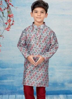 Multicolor Silk Dupion Printed Kids Kurta Pyjama Party Wear 5 Multicolor Silk Dupion Printed Kids Kurta Pyjama Party Wear -C Bazaar Shop multicolor silk dupion printed kids kurta pyjama kdbsgrk731 b