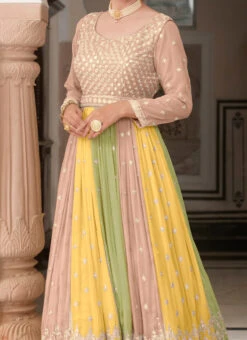 Multicolored Georgette Embroidery Anarkali Suit Party Wear