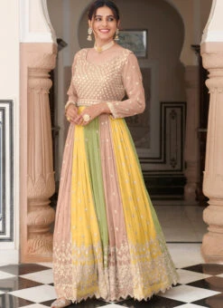 Multicolored Georgette Embroidery Anarkali Suit Party Wear -C Bazaar Shop multicolored georgette embroidery anarkali suit slska44041531 u