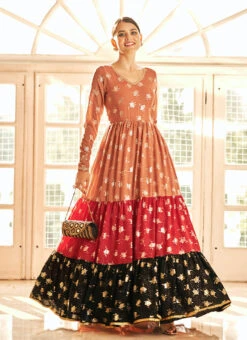 Multicolored Georgette Foil Printed Anarkali Gown After Six Wear 6 Multicolored Georgette Foil Printed Anarkali Gown After Six Wear -C Bazaar Shop multicolored georgette foil printed anarkali gown bgwsom4708 u