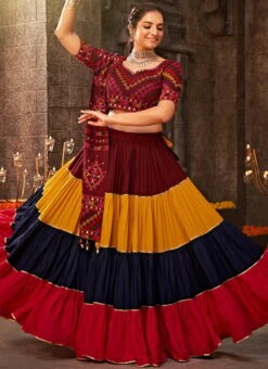 Multicoloured Viscose Printed Kutch Work Chaniya Choli Festive Wear -C Bazaar Shop multicoloured viscose printed kutch work chaniya choli ghsom2344 u