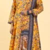 Mustard Art Silk Printed Gown After Six Wear