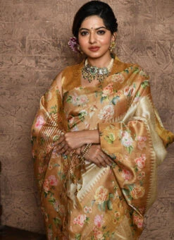 Mustard Art Silk Printed Saree Festive Wear 7 Mustard Art Silk Printed Saree Festive Wear -C Bazaar Shop mustard art silk printed saree sasacw9966 b