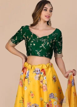Mustard Bangalori Silk Digital Printed Umbrella Lehenga Party Wear -C Bazaar Shop mustard bangalori silk digital printed umbrella lehenga ghswe10102 b