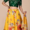 Mustard Bangalori Silk Digital Printed Umbrella Lehenga Party Wear