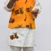Mustard Cotton Printed Work Bandi Set Party Wear